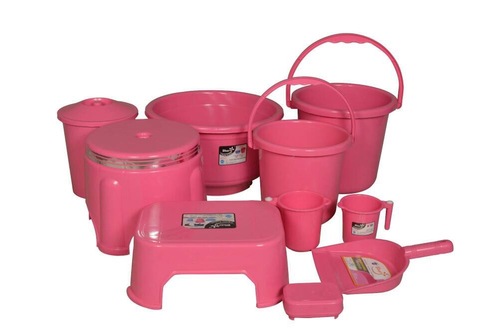Plastic Bathroom Set - Soft Red Plastic, 5x7 Inch Size | Durable and Versatile for Any Styling