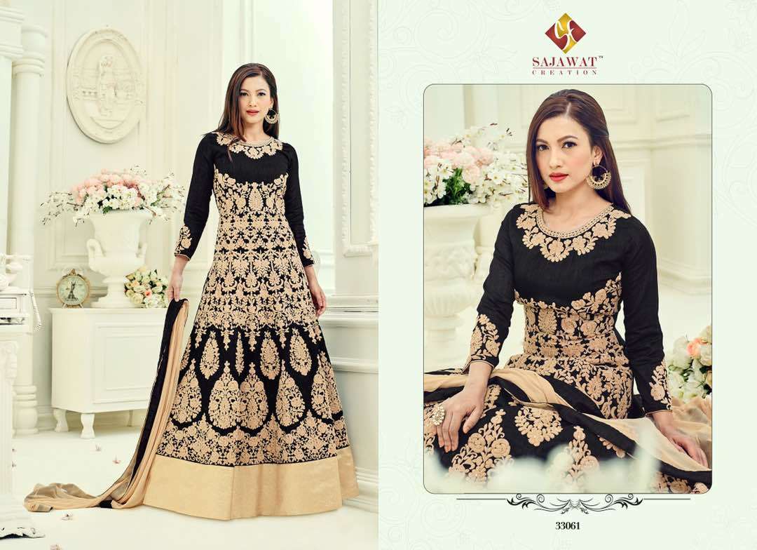 Embroidered Salwar Suit - Faux Georgette Top With Heavy Net, Santoon Inner & Bottom | Full Sleeve, Anti-wrinkle, Breathable, Quick Dry, Ethnic Design Collection