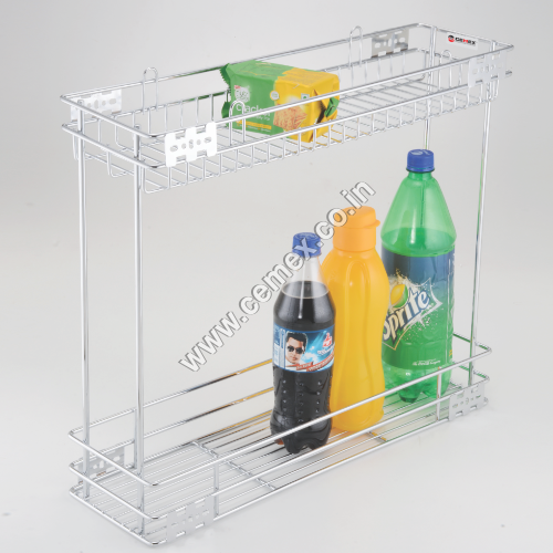 स्टेनलेस स्टील 2 अलमारियों की बोतल बाहर खींचो