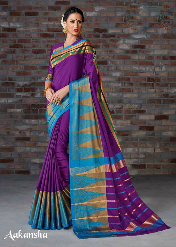 Latest Saree Designs - Pure Cotton Silk Fabric, Designer Saree With Unstitched Blouse | Customized Size Up To 42", Intricate Weaving Work