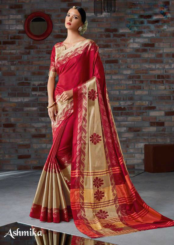 Latest Saree Designs - Pure Cotton Silk Fabric, Designer Saree With Unstitched Blouse | Customized Size Up To 42", Intricate Weaving Work
