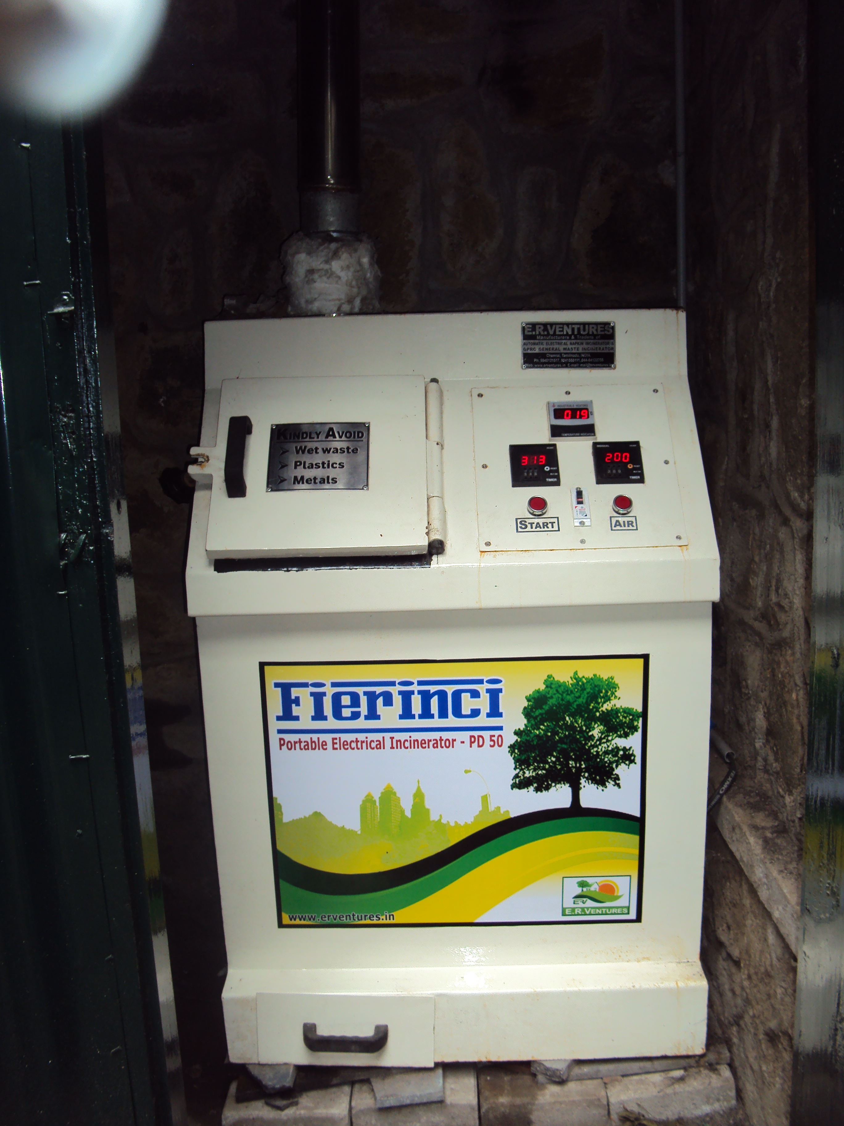 Sanitary Napkin Incinerator - Fully Automatic, White | Hygienic Instant Disposal, 1000 Napkins Per Day, Easy Operation