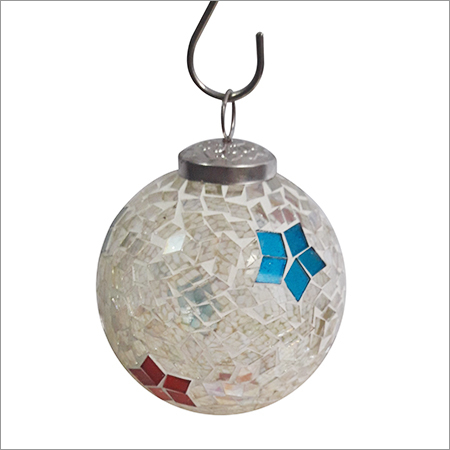 Christmas Mosaic Hanging Ball - Glass, Standard Size, Multi-Color | Lighted, Round Shape, Intricate Design, Easy Maintenance