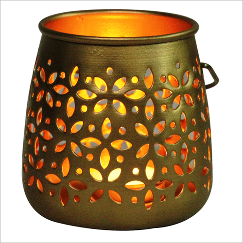 Oak Leaf T Light Candle Holder Dull Gold