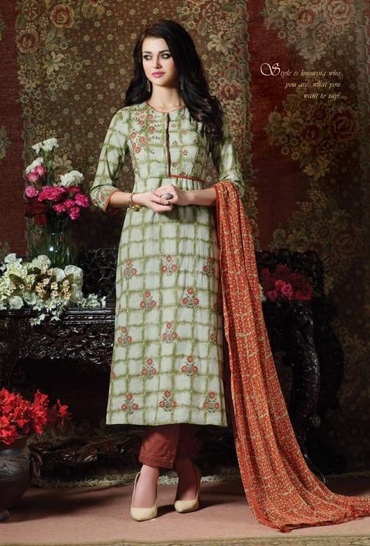 Semi Stitched Suits - Pure Soft Cotton Fabrics, Embroidered Design, Semi-stitched Up To Size 42, Chiffon Dupatta