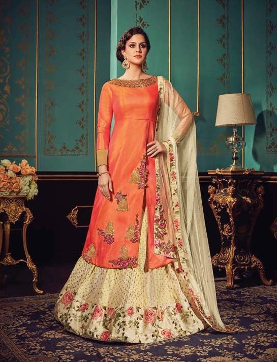 Party Wear Suits - Raw Silk Top & Bottom, Chiffon Dupatta, Hand Work, Customizable Size Up To 42