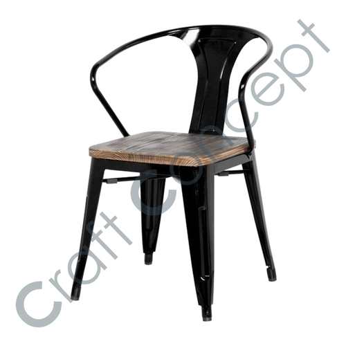 Black Metal & Wooden Chair No Assembly Required