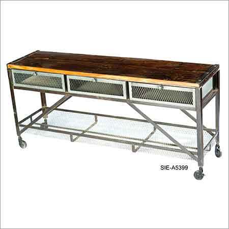 Console Table - Solid Wood Frame, Steel Accents for Durability and Style