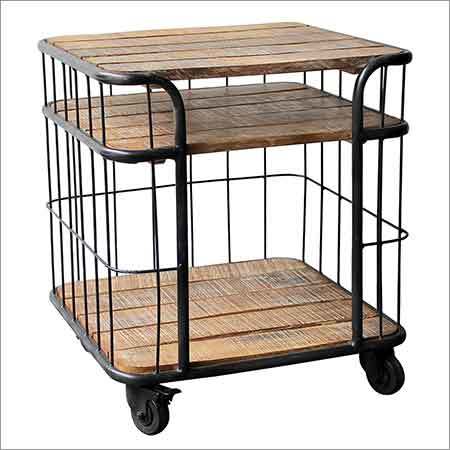 Wood Wheeled Trolley Table