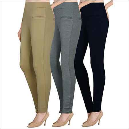 Ladies Jeggings - Spandex Blend, Waist Size 32-36 | Khaki, Black & Grey, Washable, Ideal for All Season and Summer Wear