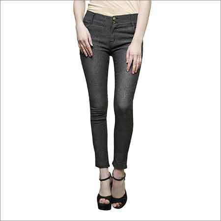 Black Ladies Jeans Two Button