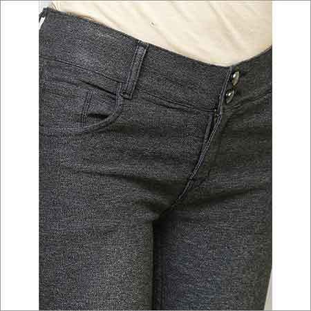 Black Ladies Jeans Two Button
