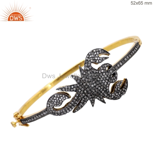 डिजाइनर प्रशस्त हीरे की चांदी की चूड़ी