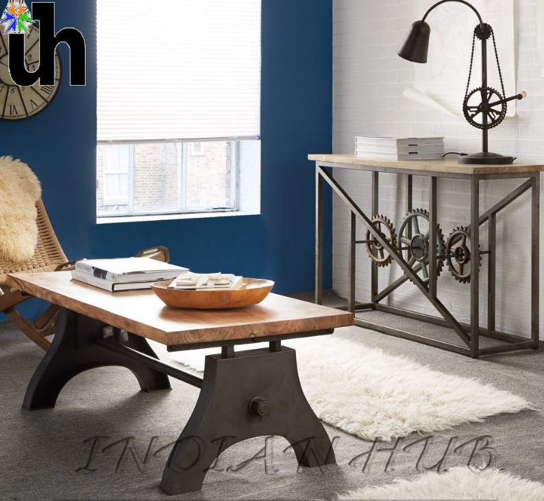Handmade Industrial Console Table With Wheels