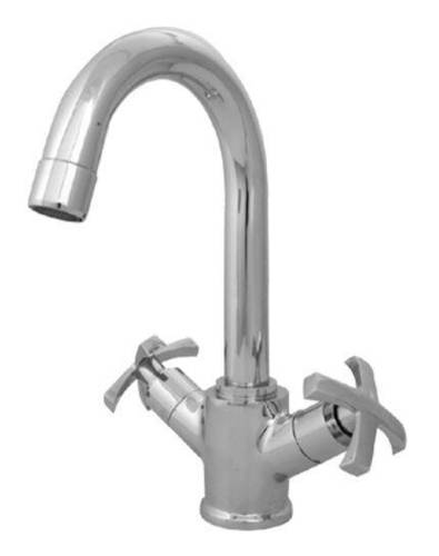 Central Hole Basin Mixer - Brass Metal, 15-25 Mm J-shape Pipe Connection | Spotless Finish, Long Lasting Shine, 100% Pressure Tested