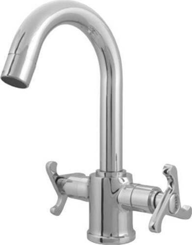 Swan Neck Basin Mixer - Brass Body with Zinc Handle, 16-24 mm J-Shape Connection | Polished Chrome Finish, Long-lasting Cartridge with 500,000 Uses