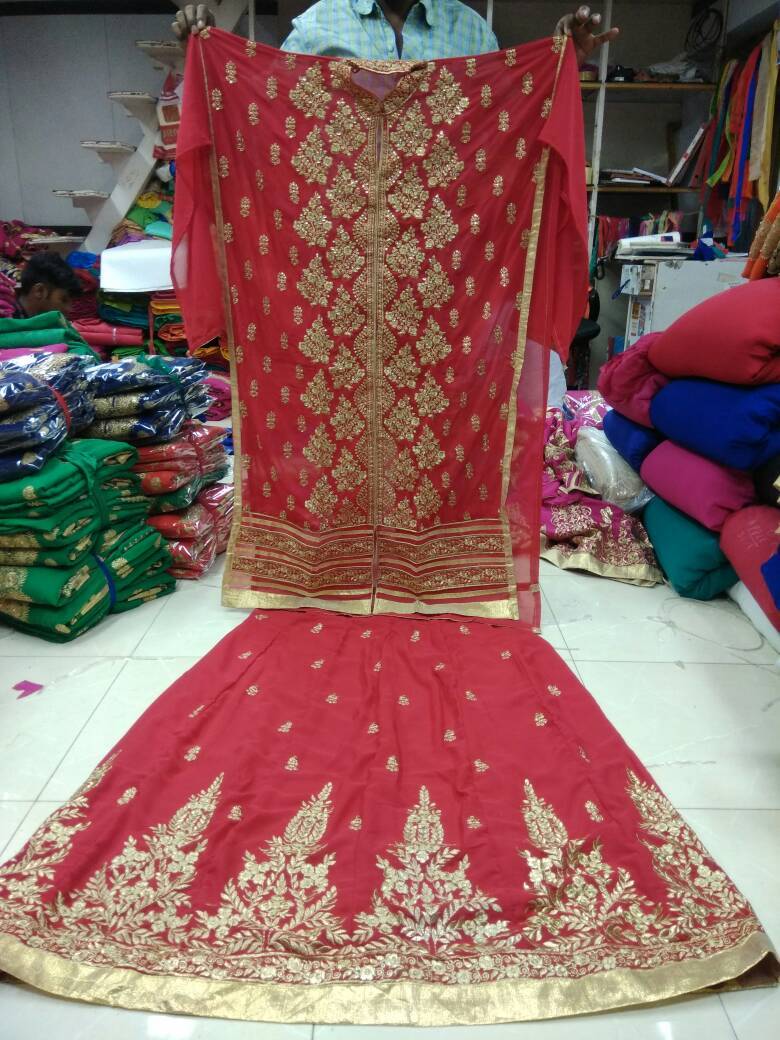 Designer Salwar Suit - Fox Heavy Georgette, Pink Color, Bridal Ghaghra Style | Elegant Design, Intricate Work, Both Side Embroidery, Festive Usage