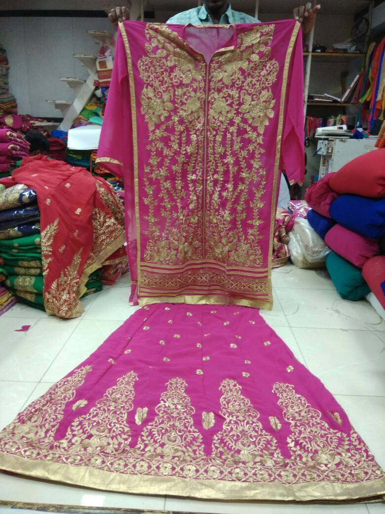 Designer Salwar Suit - Fox Heavy Georgette, Pink Color, Bridal Ghaghra Style | Elegant Design, Intricate Work, Both Side Embroidery, Festive Usage