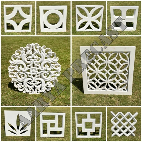 Fancy Grc Jali - Pigmented Glass-fibre Reinforced Concrete, 500mm X 30mm X 500mm , Elegant Design, Smooth Or Textured Finish, Easy To Clean