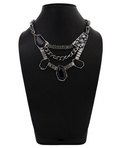 stone studded metal necklace