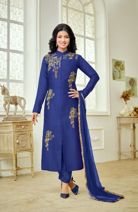 Designer Salwar Kurti - Unstitched Pure Cotton Suit With Embroidered Work | Custom Size Up To 42, Nazneen Dupatta, Semi Lawn Bottom