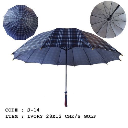 Umbrella Hand Open - Item : Ivory 28X12 Chk/S Golf