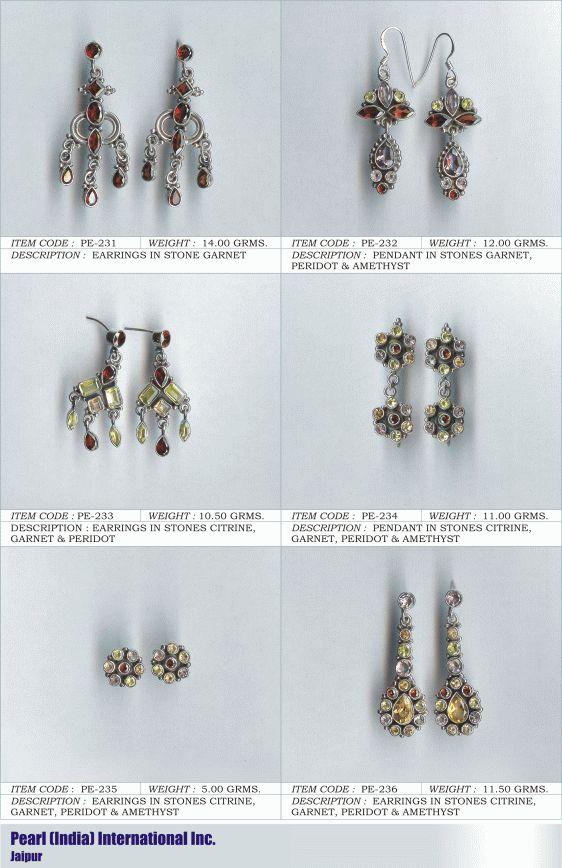 अनेक सेमी प्रेशियस पत्थरों में झुमके