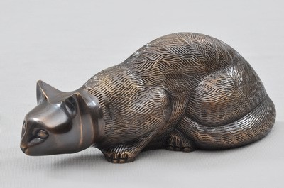 Metal Brass Bronze Cat Urn