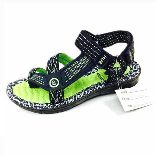 काले और हरे रंग के स्टाइलिश PU पुरुषों के सैंडल