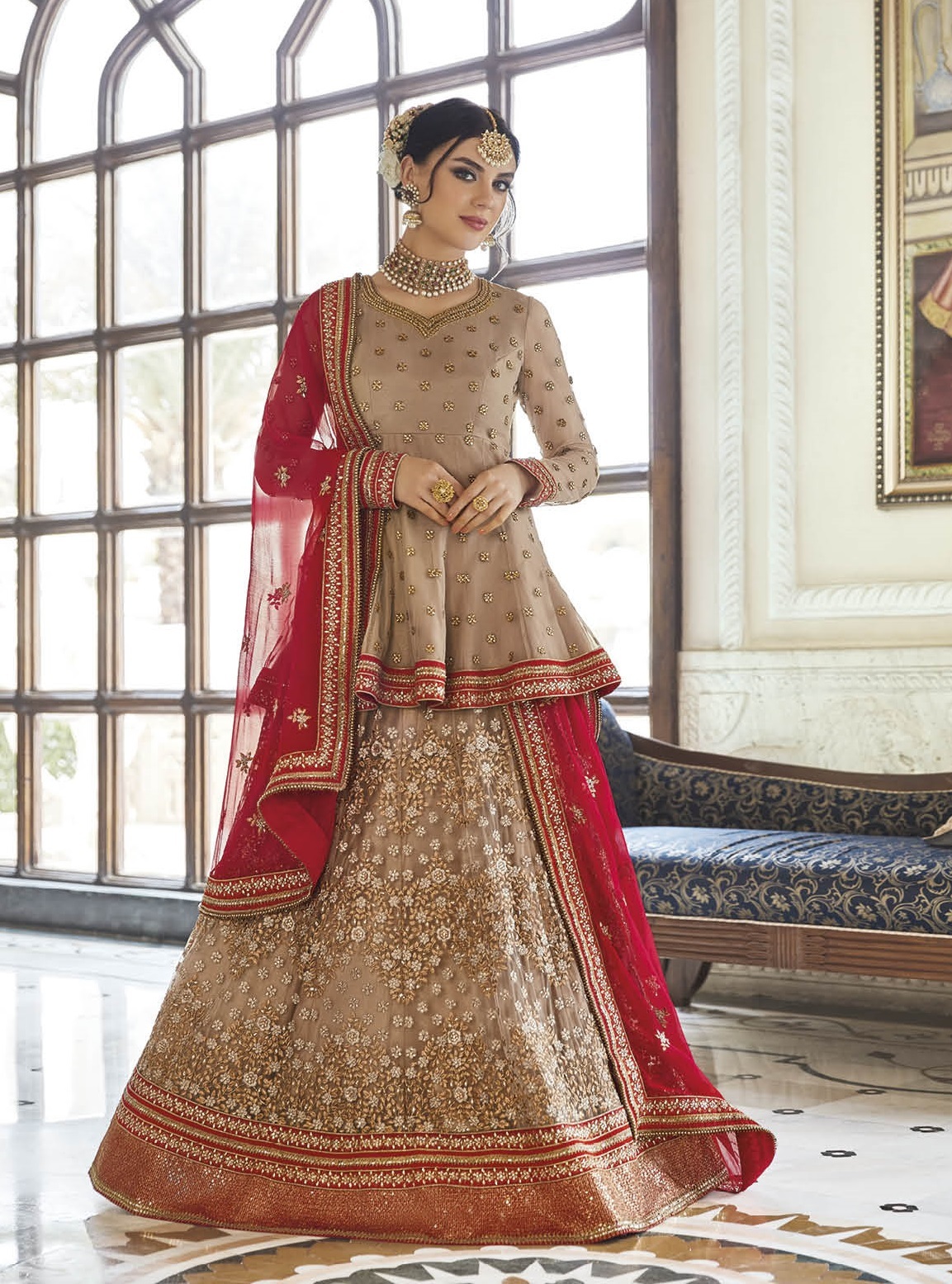 Bridal Suits - Net & Silk Fabric, Customized Size Up To 42, Embroidered Designer Salwar Kameez