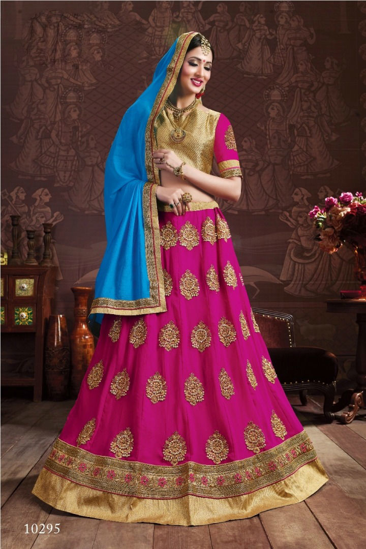 Lehengas In Budget - Georgette Fabric, Semistitched Up To 42", Heavy Embroidery Design, Raw Silk Blouse And Nazneen Dupatta
