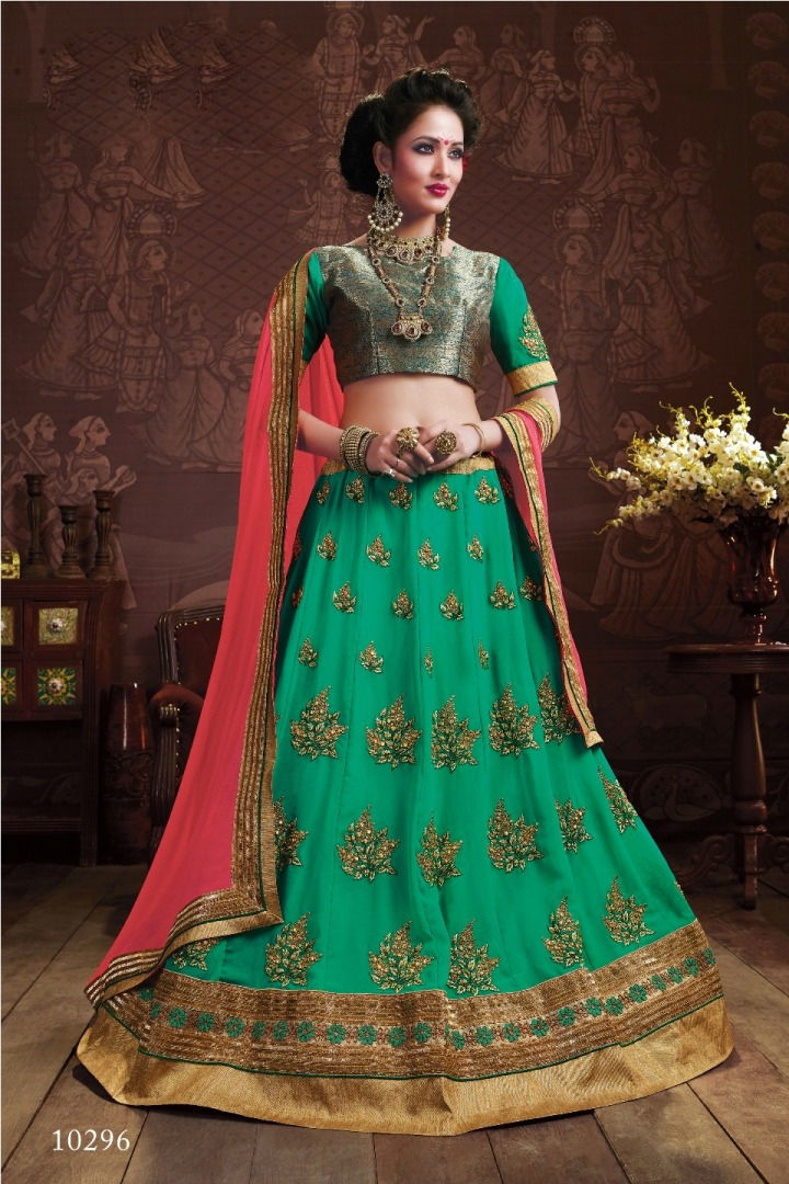 Lehengas In Budget - Georgette Fabric, Semistitched Up To 42", Heavy Embroidery Design, Raw Silk Blouse And Nazneen Dupatta