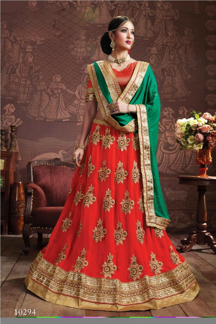 Lehengas In Budget - Georgette Fabric, Semistitched Up To 42", Heavy Embroidery Design, Raw Silk Blouse And Nazneen Dupatta