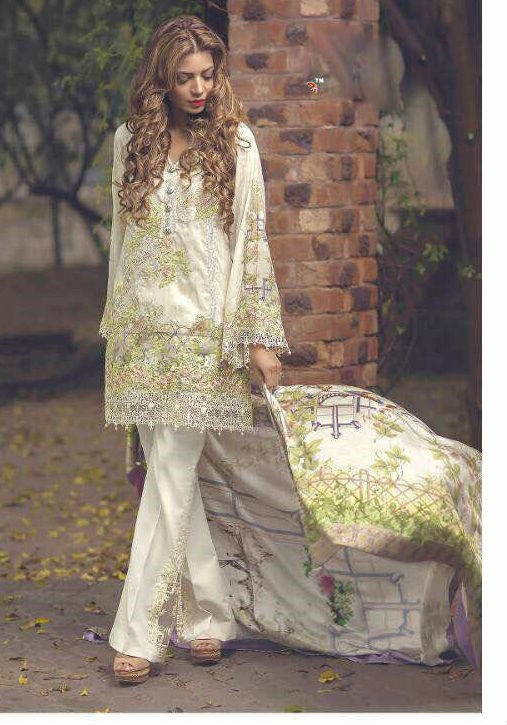 Pakistani Suits - Cotton Cambric Top, Semi Loan Bottom, Chiffon Dupatta | Customized Size Up To 42, Elegant Embroidery Work, Printed Pattern