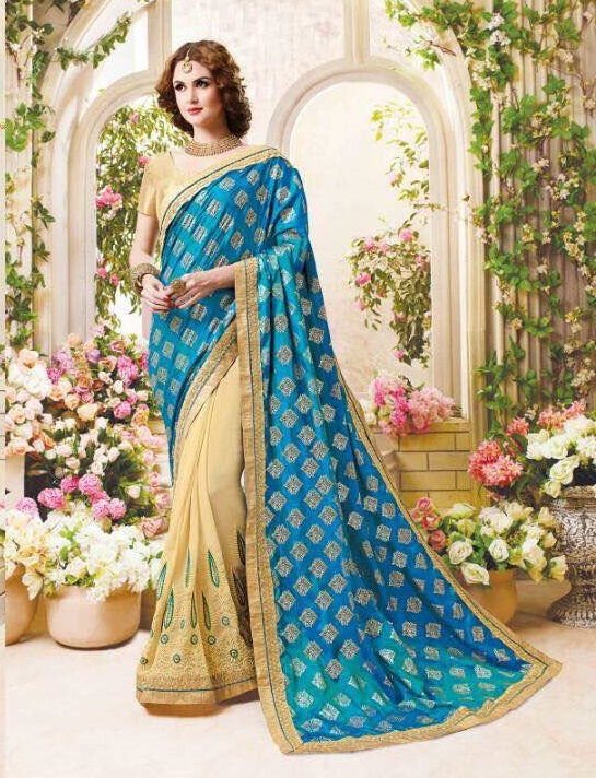 Embroidered Half Georgette Sarees