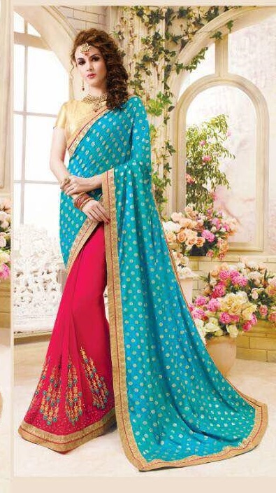 Embroidered Half Georgette Sarees