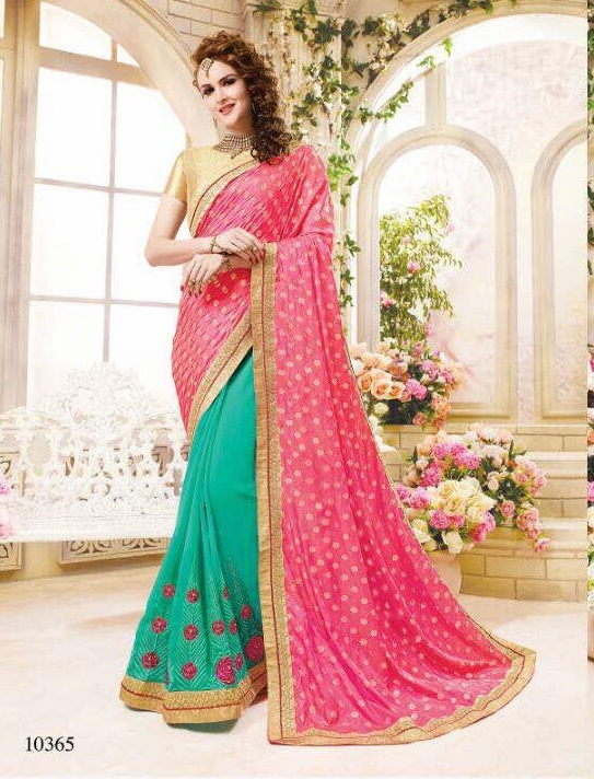 Embroidered Half Georgette Sarees