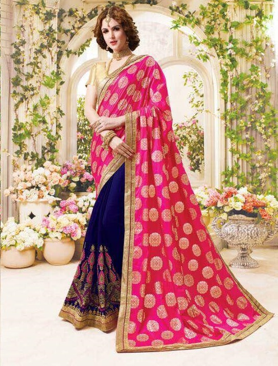Embroidered Half Georgette Sarees