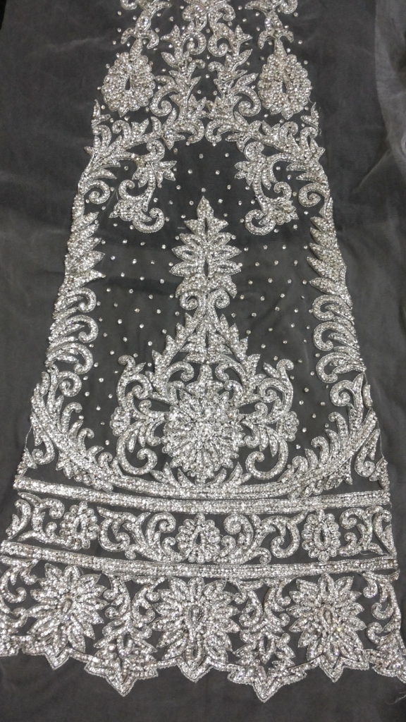 Bridal Lehnga Silver Stone Beaded Work Kali