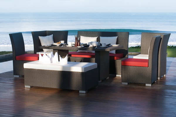 Bamboo Outdoor Garden Furniture - Aluminum Frame, Elegant Glossy Finish, Alluring Design With Smooth Edges
