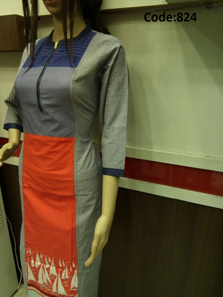 Washable Ceramic Denim Kurtis