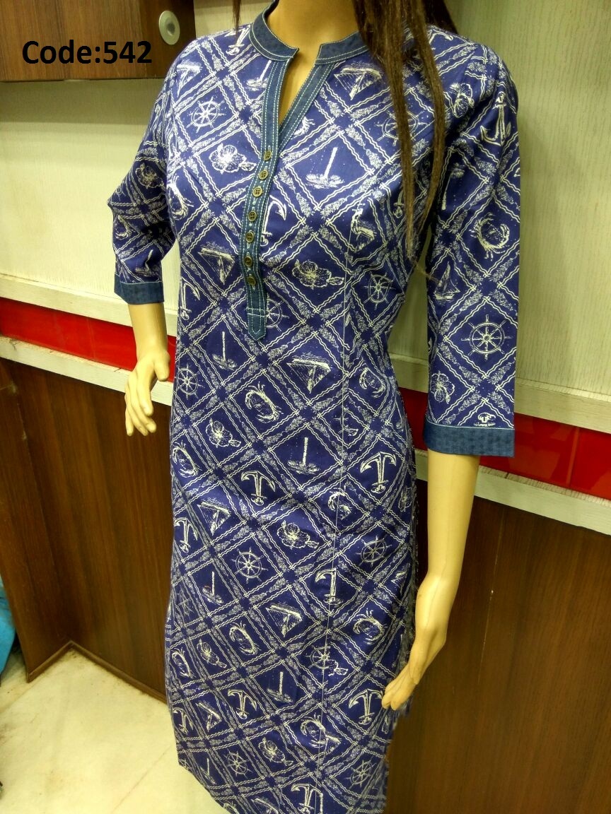 Washable Ceramic Denim Kurtis