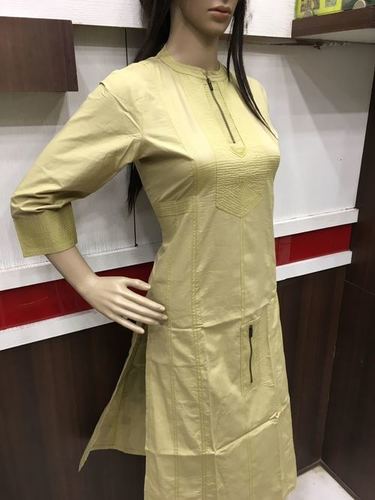 Denim Style Kurtis - Cotton Blend, Sizes S, M, L, XL - Short Sleeve, Washable, Perfect for Girls Daily Wear in Summer and Winter
