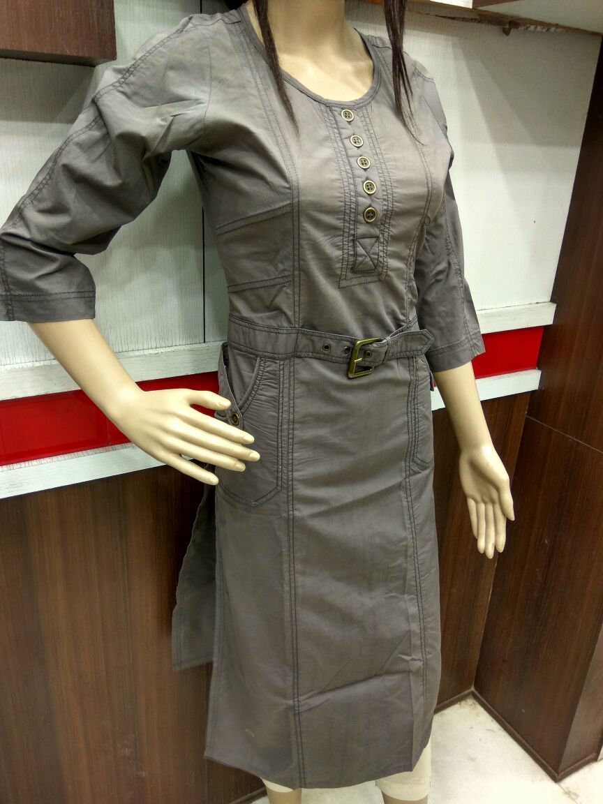 Denim Style Kurtis - Cotton Blend, Sizes S, M, L, Xl - Short Sleeve, Washable, Perfect For Girls Daily Wear In Summer And Winter