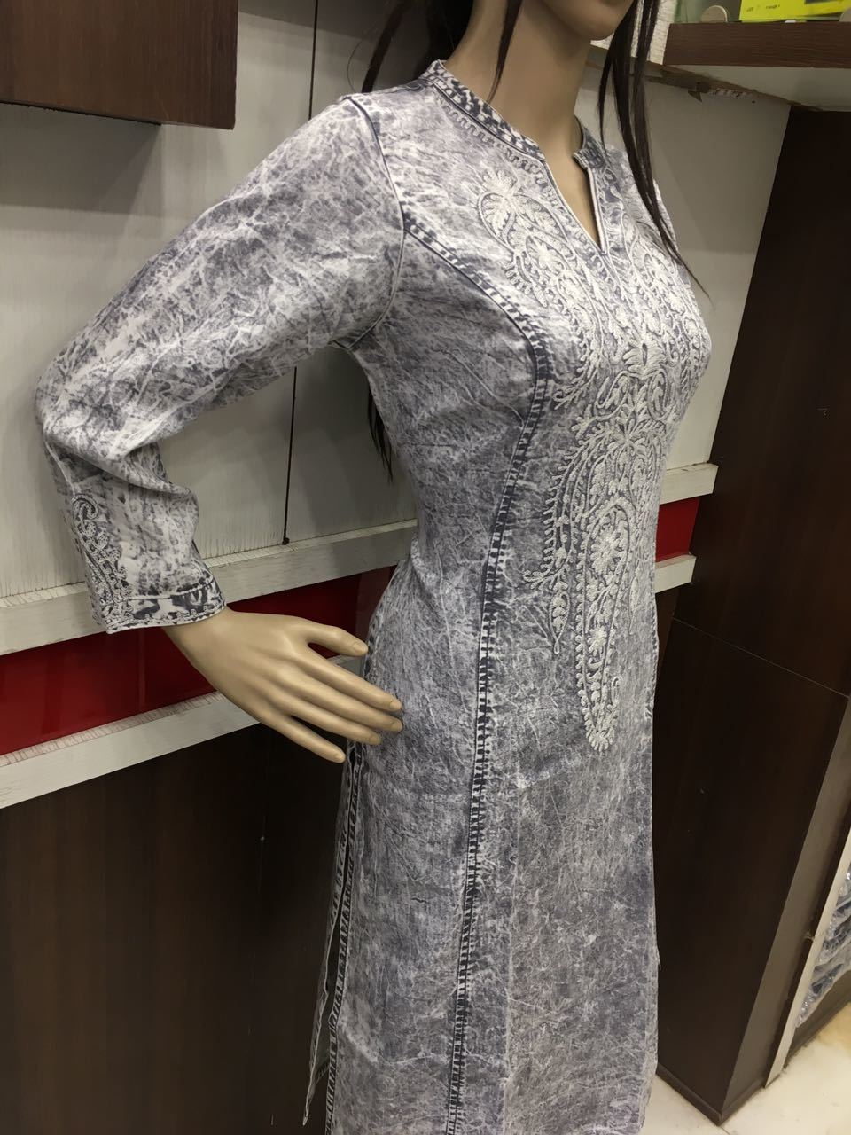 Denim Style Kurtis - Cotton Blend, Sizes S, M, L, Xl - Short Sleeve, Washable, Perfect For Girls Daily Wear In Summer And Winter