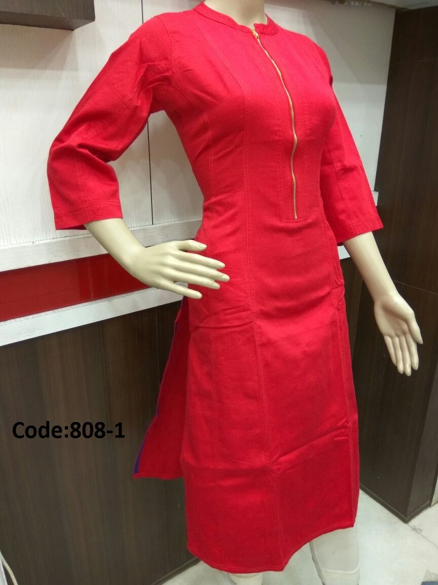Denim Style Kurtis - Cotton Blend, Sizes S, M, L, Xl - Short Sleeve, Washable, Perfect For Girls Daily Wear In Summer And Winter
