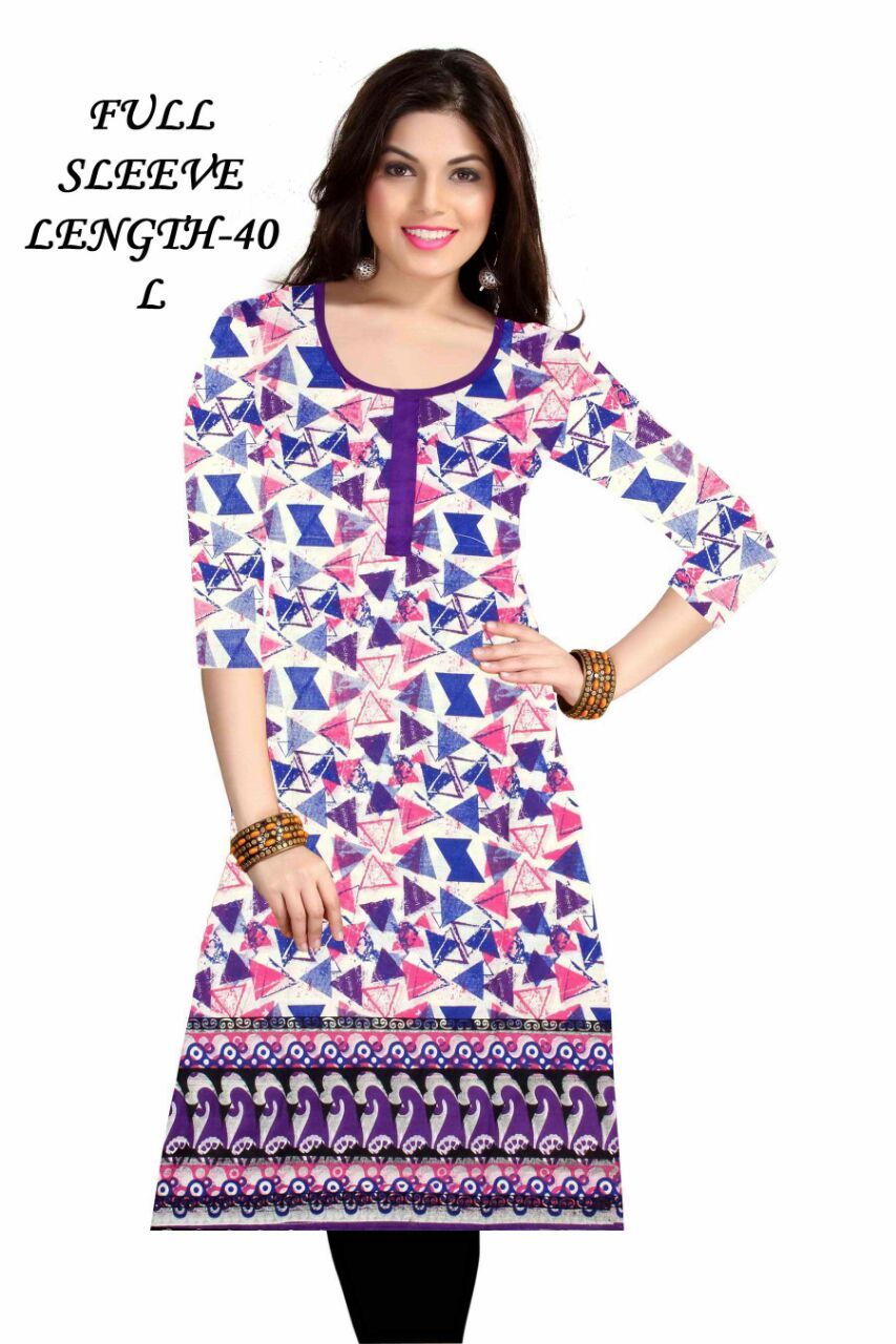 Cotton Printed Kurtis - Cotton, Short Sleeve, Printed Pattern | Quick Dry, Washable, Ideal For Daily Wear In Summer And Winter For Girls