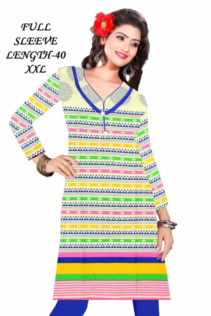 Cotton Printed Kurtis - Cotton, Short Sleeve, Printed Pattern | Quick Dry, Washable, Ideal For Daily Wear In Summer And Winter For Girls