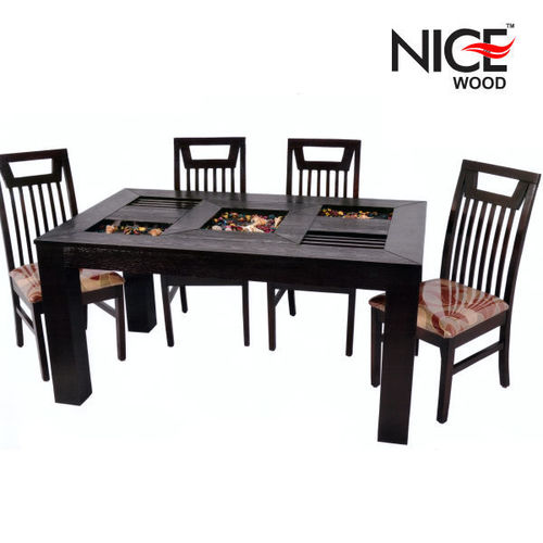Glass In Provincial Teak Finish Dinig Table