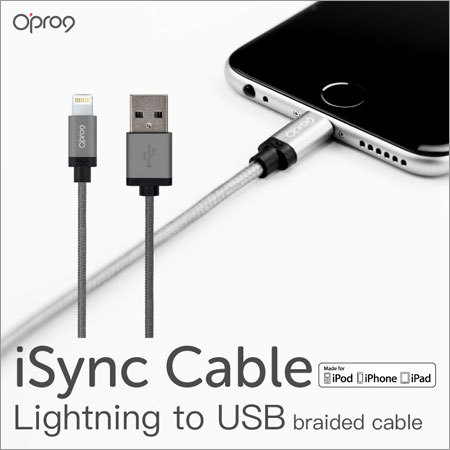 आईफोन के लिए नायलॉन ब्रेडेड लाइटनिंग केबल (ग्रे)